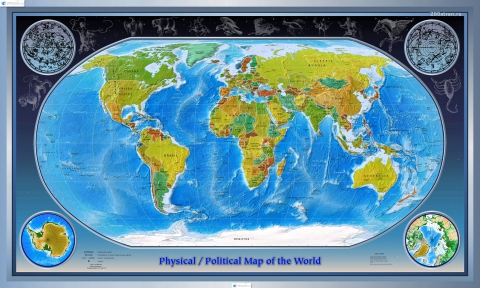 Political / Physical Map of the World -   